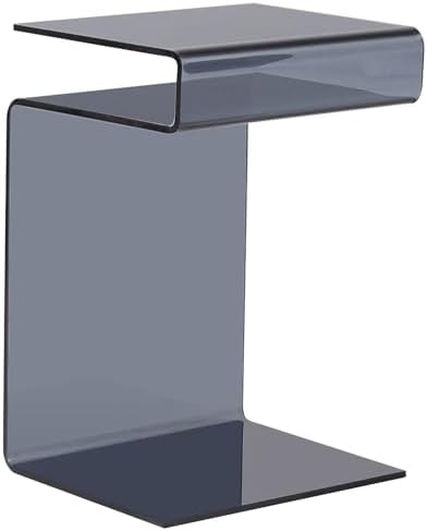 Glass Nightstand, Side Table, S-Shaped End Table by FENGHUAGLASSHOME