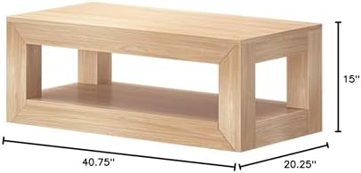 Plank+Beam Modern Coffee Table, Rectangular, 40 Inch, Blonde Wirebrush - Image 2