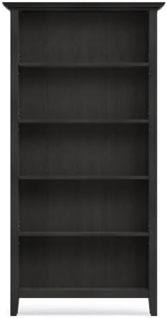 SIMPLIHOME Amherst 70" Tall Solid Wood 5-Shelf Bookcase in Hickory Brown - Image 5