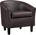 Yaheetech Accent Chairs, Faux Leather Barrel Armchairs Espresso by Yaheetech