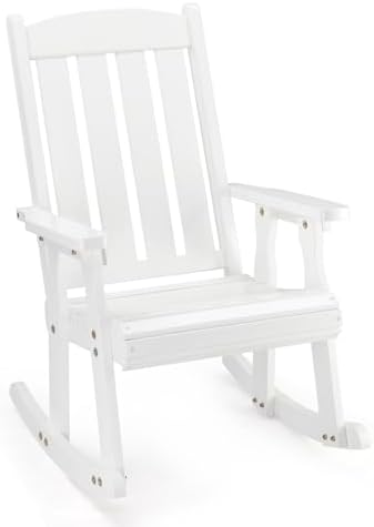 VINGLI Outdoor Rocking Chair, Heavy Duty 600 LBS Wooden Rocker by VINGLI