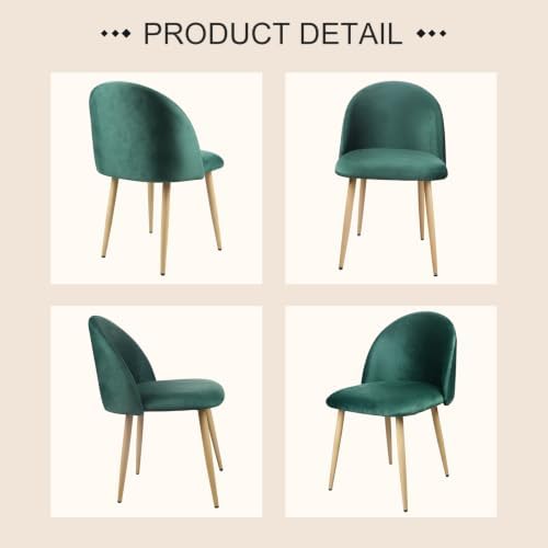 Lightdot Modern Velvet Dining Chairs Set of 2, Upholstered Accent Chairs - Image 4