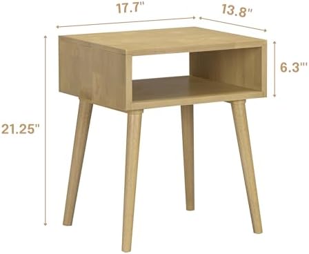 NTC Zoe Solid Wood Nightstand, Mid Century Modern Side Table Bedroom, Bedside - Image 2