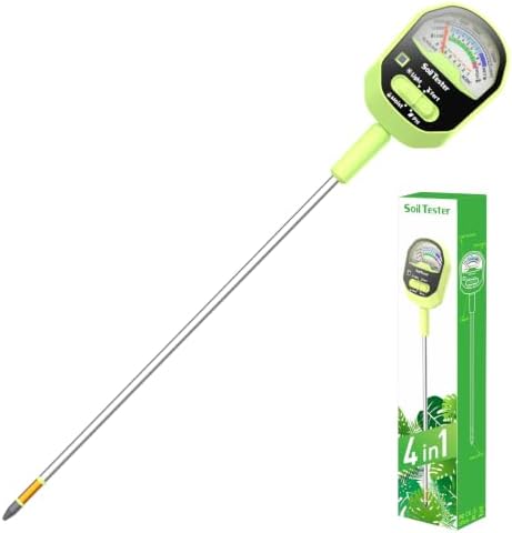 Long Probe Soil Moisture Meter, 4-in-1 Soil pH Tester, Soil Moisture, Sunlight by Hersven