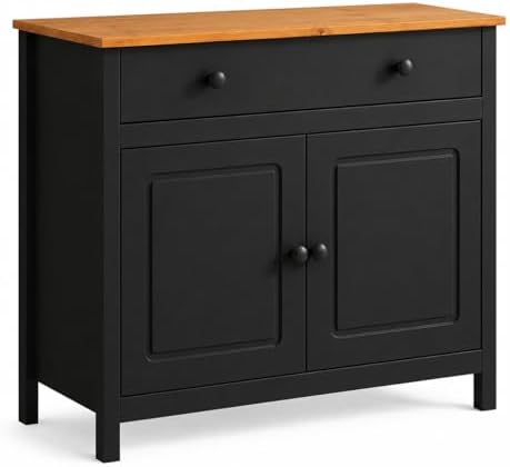 From the Tree Furniture 44" Wide Black & Pine Top Solid Pine Shaker Sideboard - Image 4