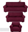 Peryiter 3 Pcs Couch and Loveseat Sofa Covers, Milk Silk by Peryiter