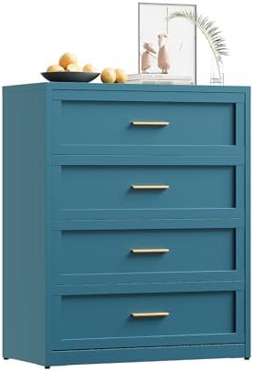YAUWOH 4 Drawer Metal Dresser, Heavy Duty Steel Storage Dresser by YAUWOHFactoryOutletsColorfulMetalFurniture