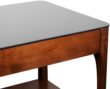 Leick Home Obsidian Coffee Table, Glass Top, Solid Wood, Display Shelf - Image 3