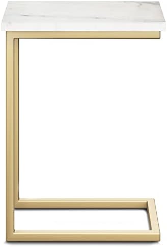 SIMPLIHOME Skyler 18" Wide C-Side Table in Gold/White Marble - Image 6