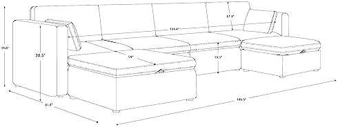 CHITA 146" Modular Sectional Sofa, 6 Seat Modular Couch, Moss Green - Image 2