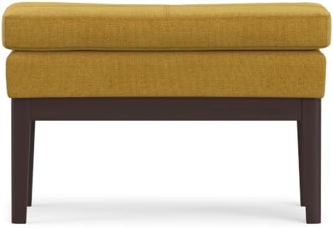 SIMPLIHOME Carlson 27" Wide Woven Fabric Rectangle Ottoman in Marigold - Image 6