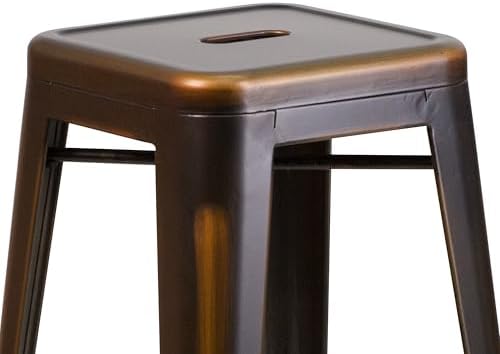 Flash Furniture 30 in Backless Metal Barstool, Distressed Copper - Image 6