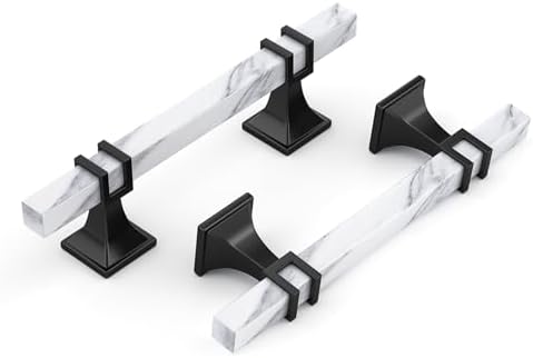 Haliwu 10 Pack 3-3/4" Kitchen Cabinet Handles White Marble Cabinet Pulls by Haliwu