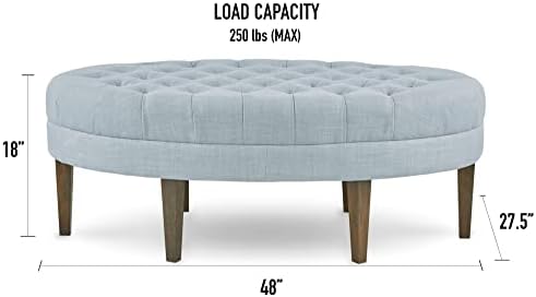 Madison Park Martin Oval Surfboard Tufted Cocktail Ottoman Soft Fabric - Image 3