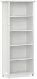 SIMPLIHOME Amherst 70" Tall Solid Wood 5-Shelf Bookcase in White by SimpliHome