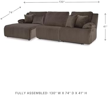 Signature Design by Ashley 3-Piece Reclining Sectional, Chocolate Brown - Image 3