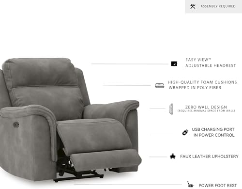 Signature Design by Ashley Power Recliner, Slate Zero Wall - Image 4