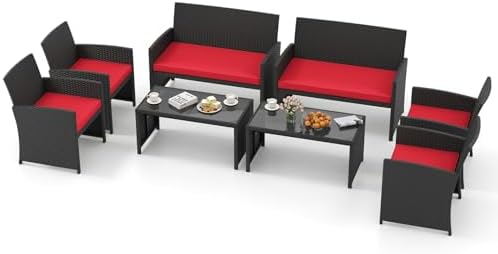 Tangkula 8 Pieces Patio Wicker Furniture Set, Outdoor Heavy Duty Rattan by TANGKULA