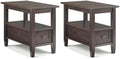 SIMPLIHOME Warm Shaker 14" Side Tables in Brunette Brown by SimpliHome