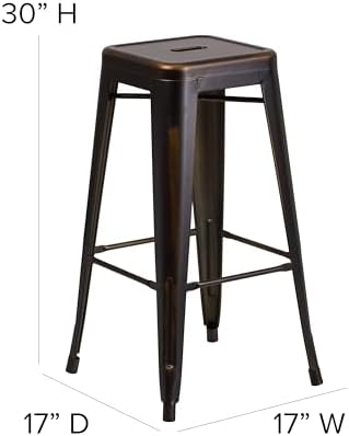 Flash Furniture 30 in Backless Metal Barstool, Distressed Copper - Image 3