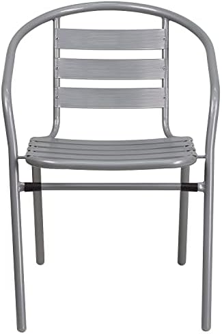 Flash Furniture Lila 4 Pack Silver Metal Restaurant Stack Chair - Image 5