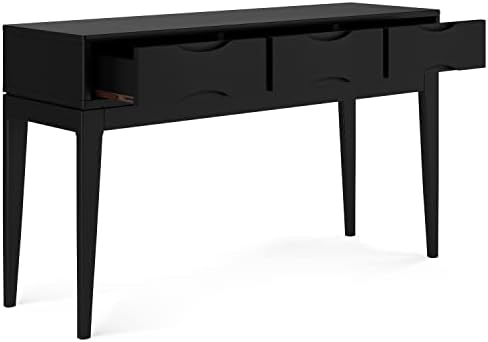 SIMPLIHOME Harper 54" Wide Solid Wood 3-Drawer Console Table in Black - Image 4