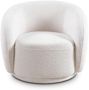 Boucle Swivel Barrel Chair, Upholstered, No Assembly, - Image 6