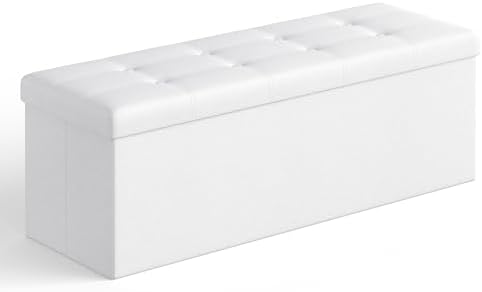 SONGMICS Storage Ottoman Bench, 43.3 Inches Folding Foot Rest Stool by SONGMICSbySONGMICSHOME