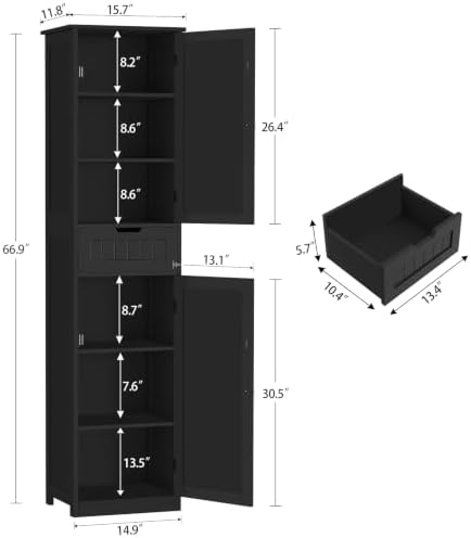 Iwell 66.9" Tall Bathroom Storage Cabinet - Image 3