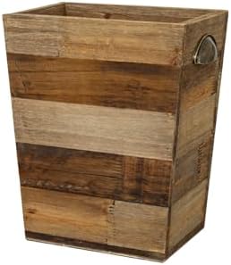 Small Wood Trash Can, Farmhouse Rectangular Garbage Can Waste Basket, Rustic by TIMRIS