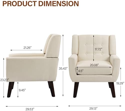 Accent Chair, Upholstered Armchair in Linen - Image 2