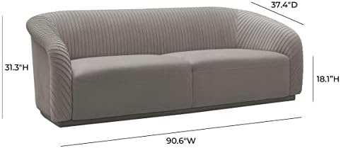 Yara 90.6" Grey Pleated Performance Velvet Sofa - Image 3