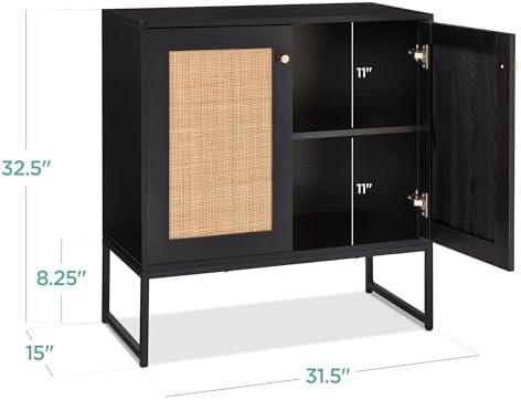 Best Choice Products 2-Door Rattan Storage Cabinet, Accent Furniture, Buffet - Image 3