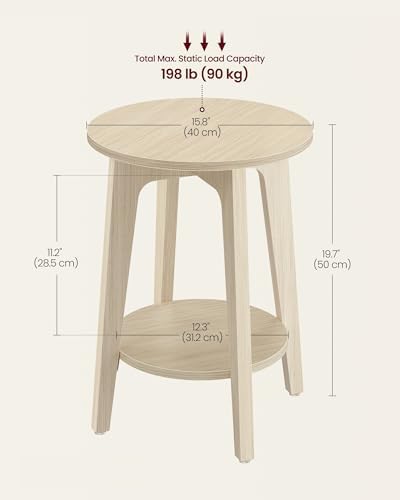 VASAGLE Round Side Table with Lower Shelf, End Table - Image 3