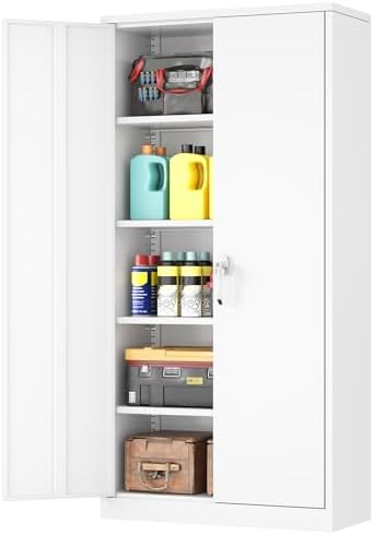 INTERGREAT White Metal Storage Cabinet, Tall Metal Cabinet by INTERGREAT