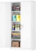 INTERGREAT White Metal Storage Cabinet, Tall Metal Cabinet by INTERGREAT