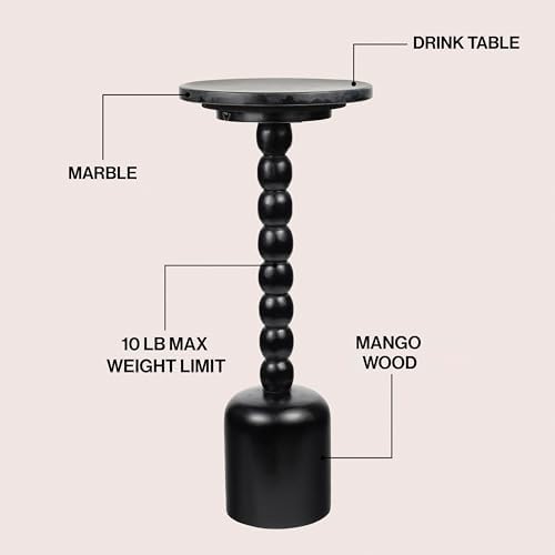 JONATHAN Y Turner 24.5" Round Marble Mango Wood Drink Table - Image 4