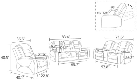 Electric Power Recliner Sofa Living Room Furniture, Comfy Home Theater - Image 2