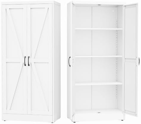 GAIOUS 63" Tall Metal Storage Cabinet White Cupboard Kitchen Pantry Cabinet by GAIOUS