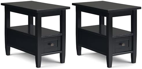 SIMPLIHOME Warm Shaker 14" Narrow Side Tables in Black by SimpliHome