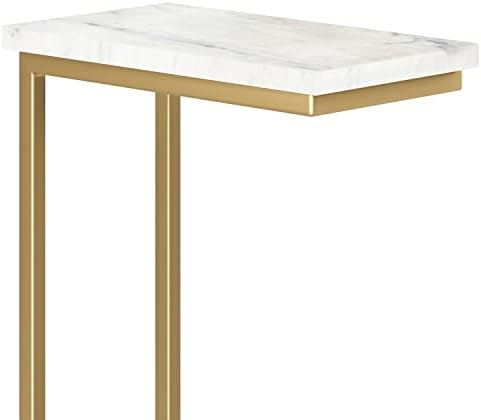 SIMPLIHOME Skyler 18" Wide C-Side Table in Gold/White Marble - Image 5