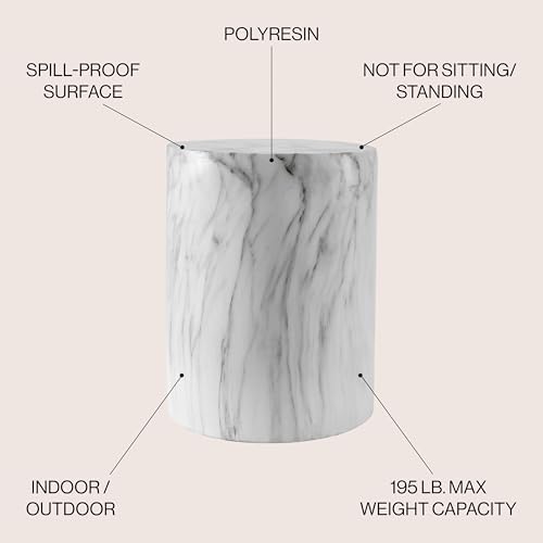 JONATHAN Y Troy Faux Marble Cylinder Accent End Table 17" - Image 4