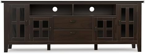 SIMPLIHOME Artisan 72" Wide Solid Wood TV Stand in Brunette Brown - Image 5