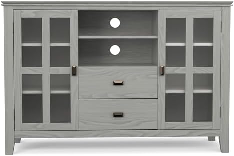 SIMPLIHOME Artisan 53" Wide Solid Wood TV Stand in Fog Grey - Image 5