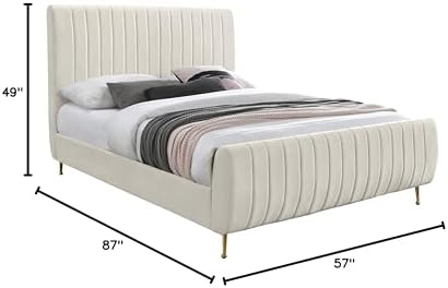 Meridian Furniture Zara Collection Modern | Contemporary Velvet Upholstered Bed - Image 3