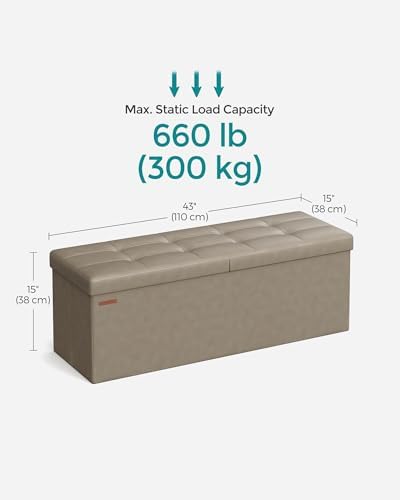 SONGMICS 43.3 Inches Folding Storage Ottoman Bench - Image 3