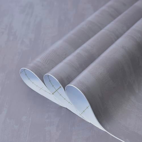TOTIO Silver Grey Stained Plaster Contact Paper Smoky Gray Peel and Stick by TOTIO