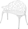 VINGLI 38.5" Patio Park Garden Outdoor Metal Rose Bench, 2-Person Cast Iron by VINGLI