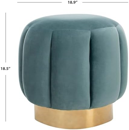 Safavieh Home Collection Maxine Pink and Gold Channel Tufted Otttoman Ottoman - Image 3