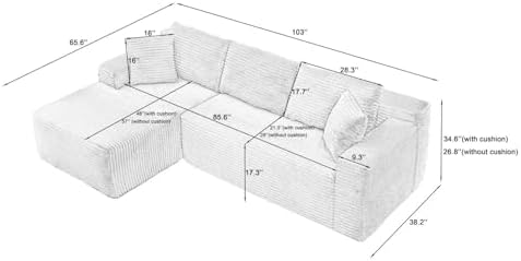 103" L Shaped Cloud Sectional Boneless Couches - Image 2